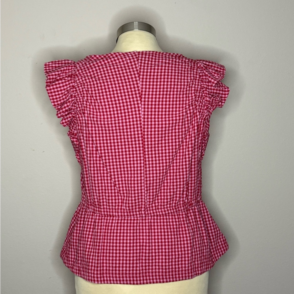 Pink Gingham Ruffle Sleeve Top - Picture 2 of 3